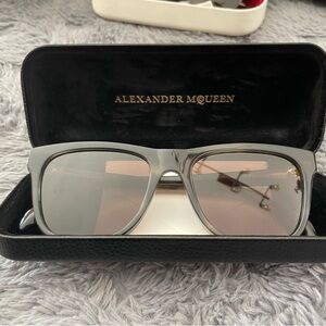Alexander McQueen Gray Rectangular Sunglasses